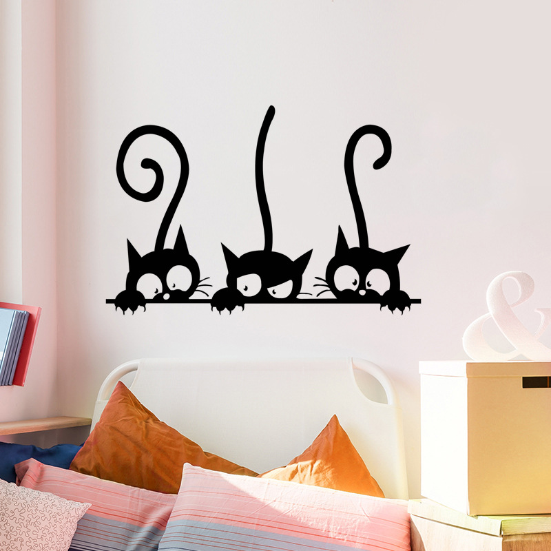 Chats Drôles Salon Chambre Chambre D'enfants Stickers Muraux Peinture Décorative display picture 1