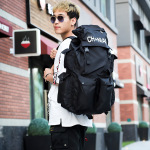 超大容量防水旅行背包男户外双肩包旅游背包多功能黑色背包定制