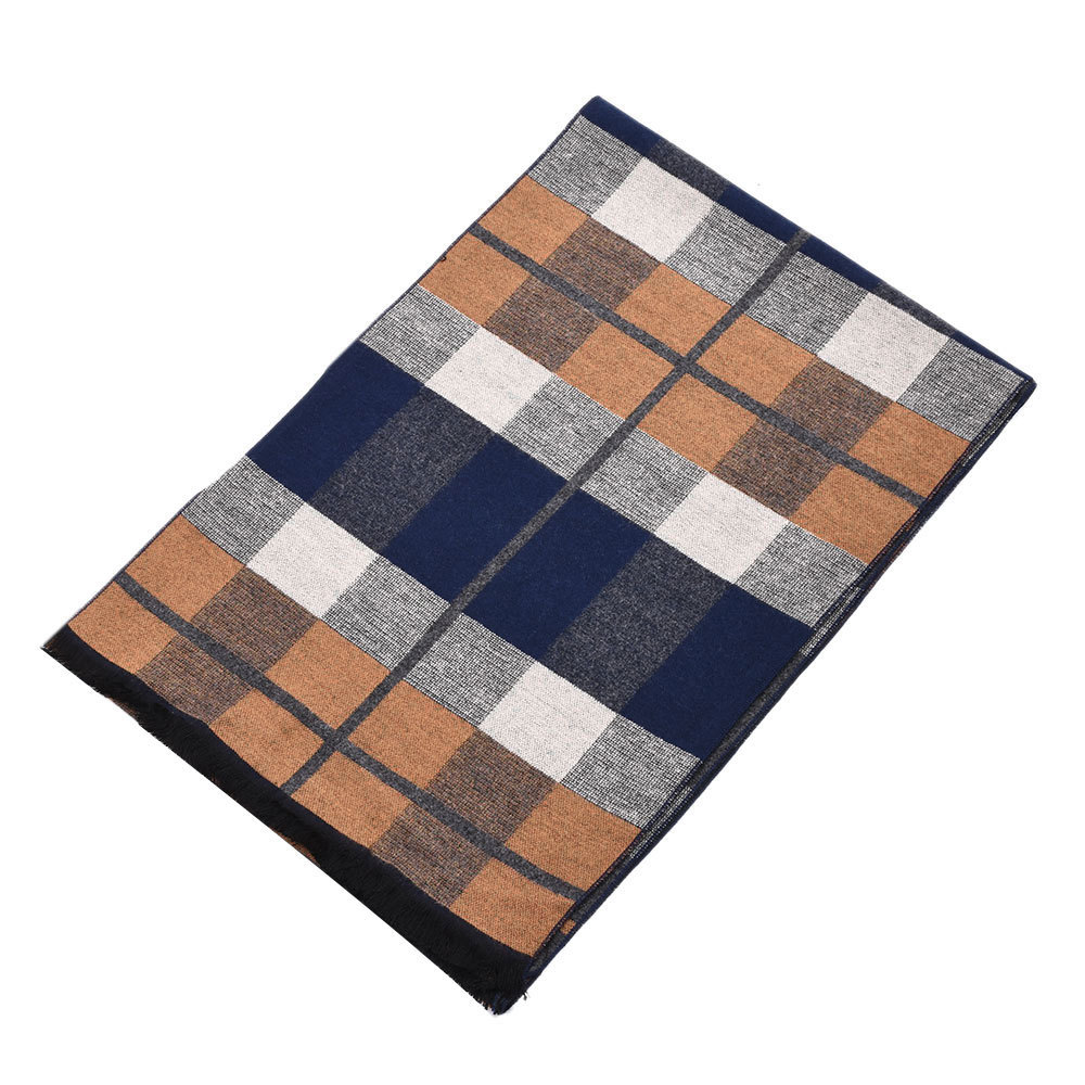 Bufanda de invierno a cuadros para hombre chal de algodón_voghion.com