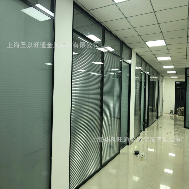 成都厂家直供办公室铝合金型材双玻百叶隔断 钢化玻璃高隔间自动