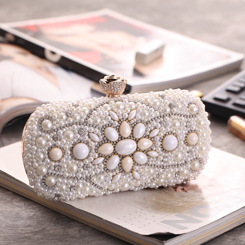 Craft Pearl Hard Shell Diamond Studded Dinner Bag Fashion Chain Bag Women's Handle Small Square Bag display picture 15