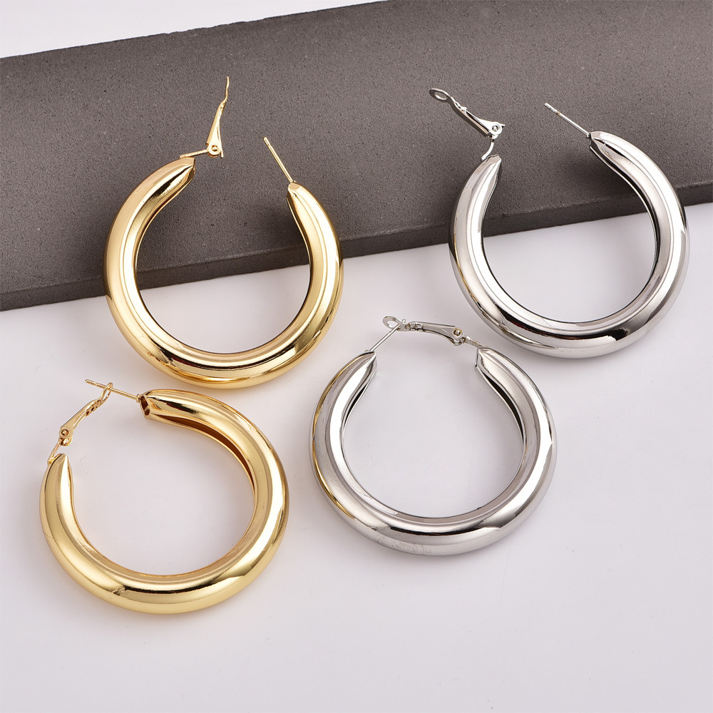 Wholesale Jewelry Thick Round Metal Earrings Nihaojewelry display picture 5
