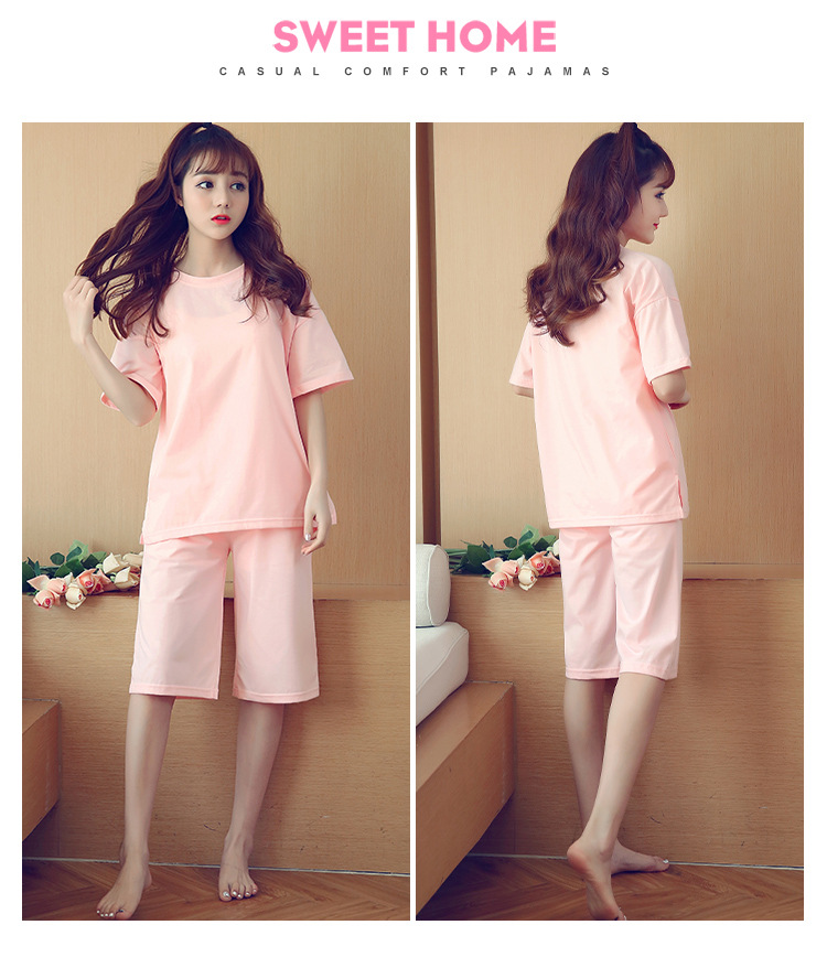 帮手描述图：华信2018夏季新款短袖6535女士睡衣套装学生
