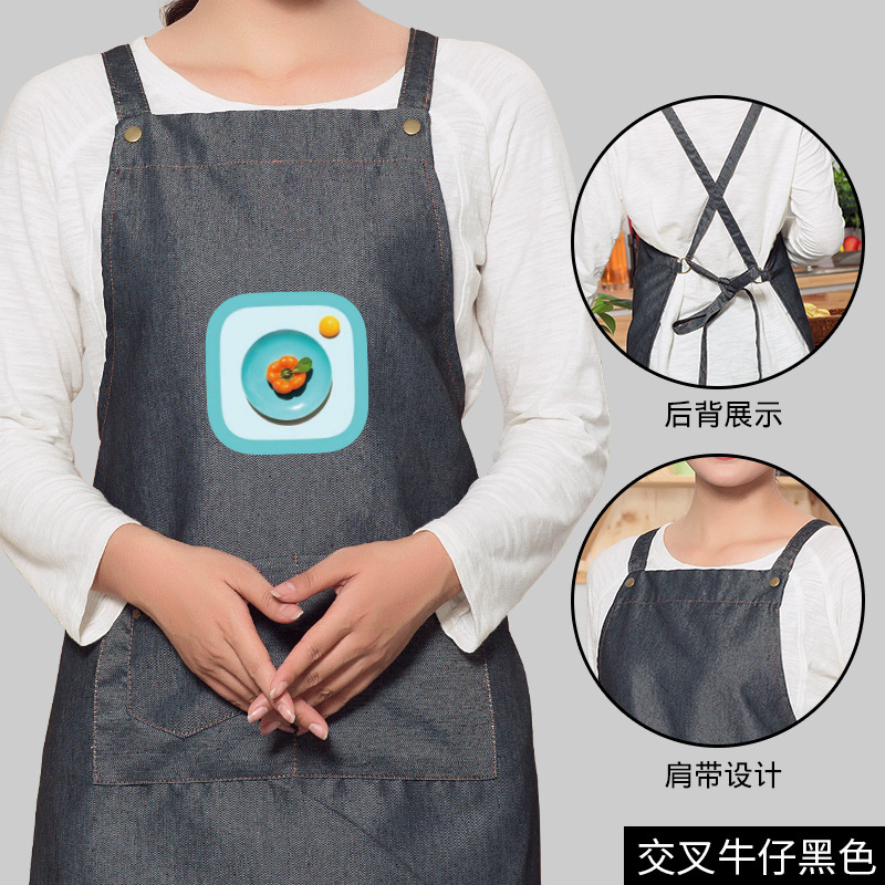 Estilo coreano moda impreso delantal tienda de frutas café leche tienda de té tienda de postres supermercado estudio delantal logotipo personalizable