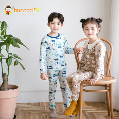 new pattern Baby children Korean Edition suit Thermal Underwear Plush thickening baby Children Two piece set
