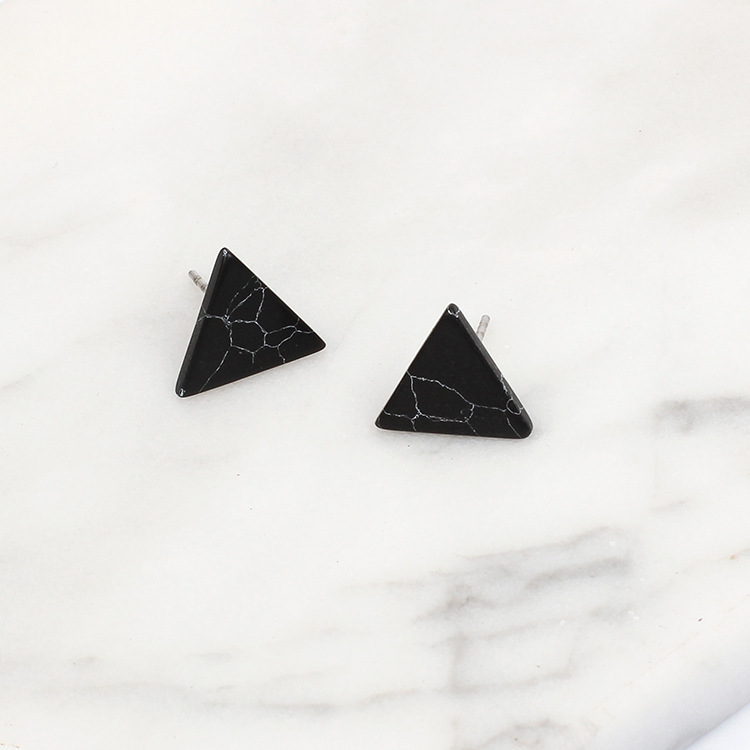 New Korean Simple Marble Black  White Turquoise Wild Round Triangle Earrings For Women display picture 11