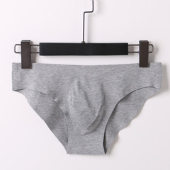 Men's Low-Waist Combed Cotton & Lenzing Modal Concave Molded Solid-Color Sexy Invisible Seamless Underwear