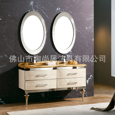 Manufactor customized High-end Marble Wash station 304 Stainless steel Bathroom cabinet Washbasin Floor cabinet