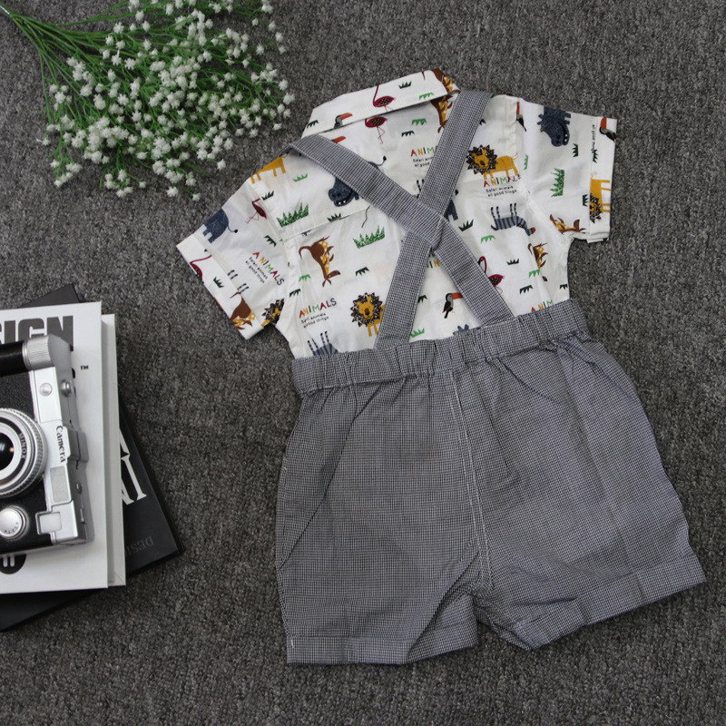 Summer Printing Boys Short-sleeved Hip Romper Overalls Suit display picture 2