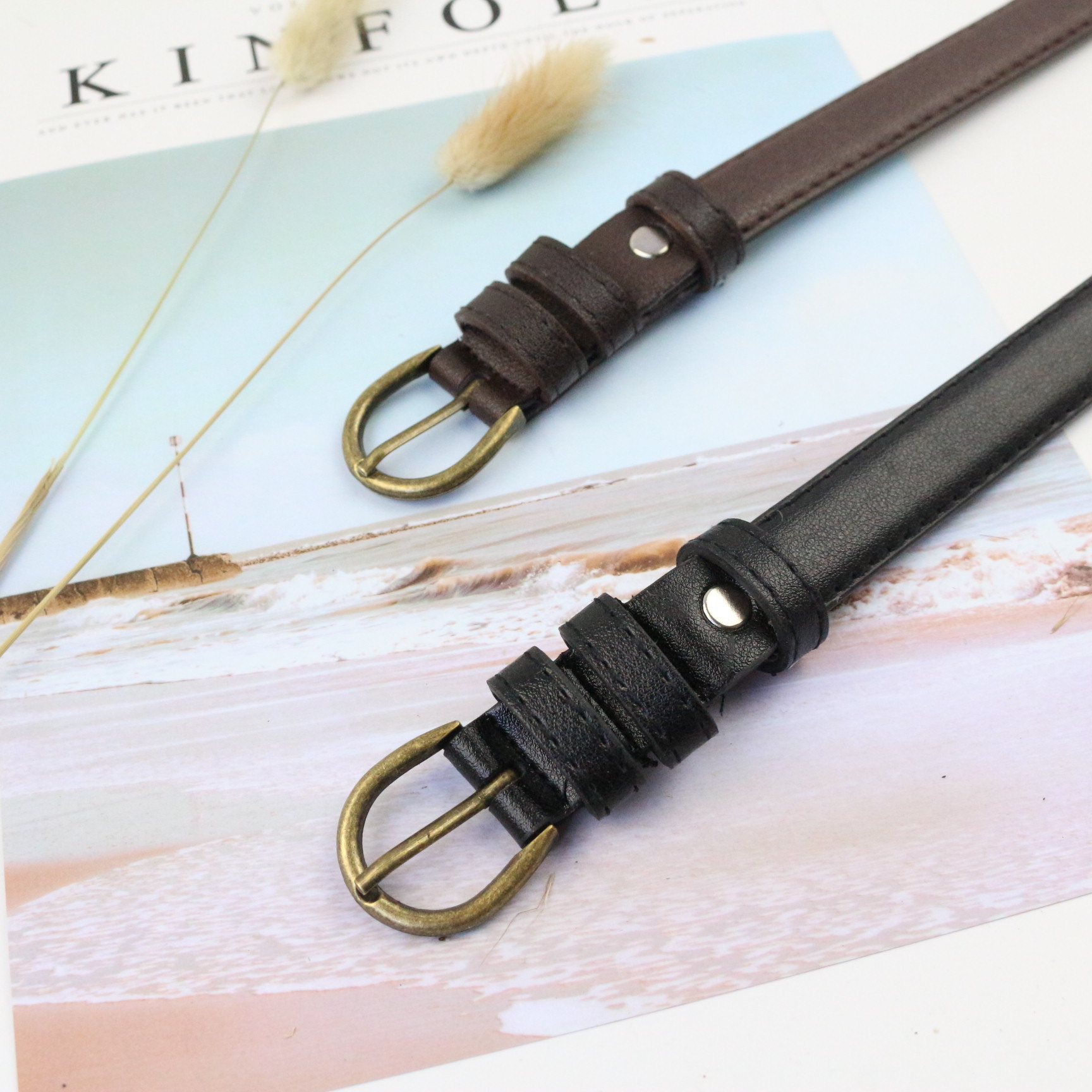 皮带女细腰带女士针扣PU腰链装饰休闲腰带腰韩版学生复古欧美裤带|ms