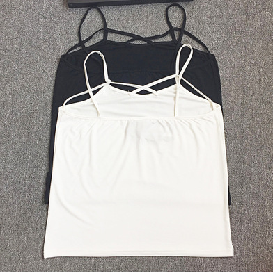 2018新品特大码女装 胖mm前胸交叉小吊带背心大码188|ms