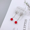 Earrings for bride from pearl, long zirconium, ear clips, birthday charm, accessory, Japanese and Korean, no pierced ears