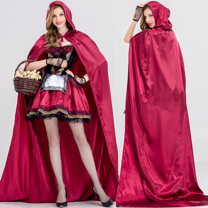 Little Red Riding Hood cos Female Adult Lace Princess Dress Set Halloween Fancy Party Theme Party ds Costume