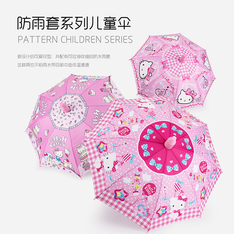originality Waterproof Case Children umbrella hello kitty Cartoon printing Umbrella automatic Straight Umbrella wholesale 810816