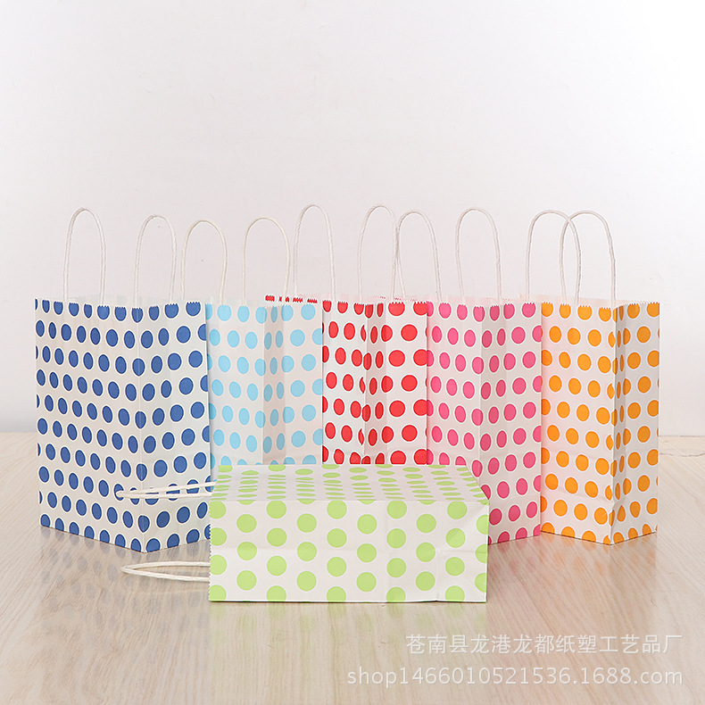 厂家波点服装手提袋印制礼品购物牛皮纸袋外卖包装袋批发可印纸质