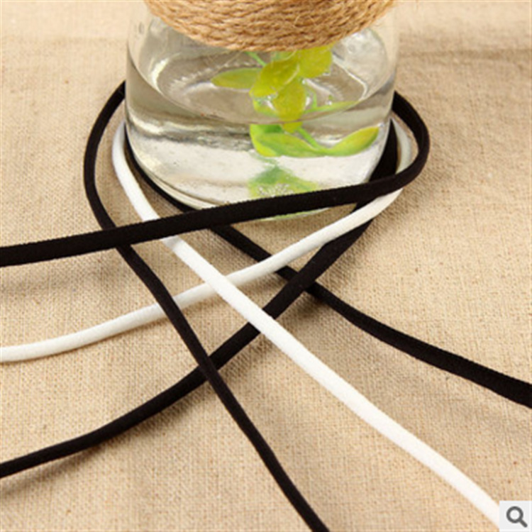 弹力绳白色油心带肩带松紧绳带鞋帽绳橡皮筋圆心带黑色圆松紧带