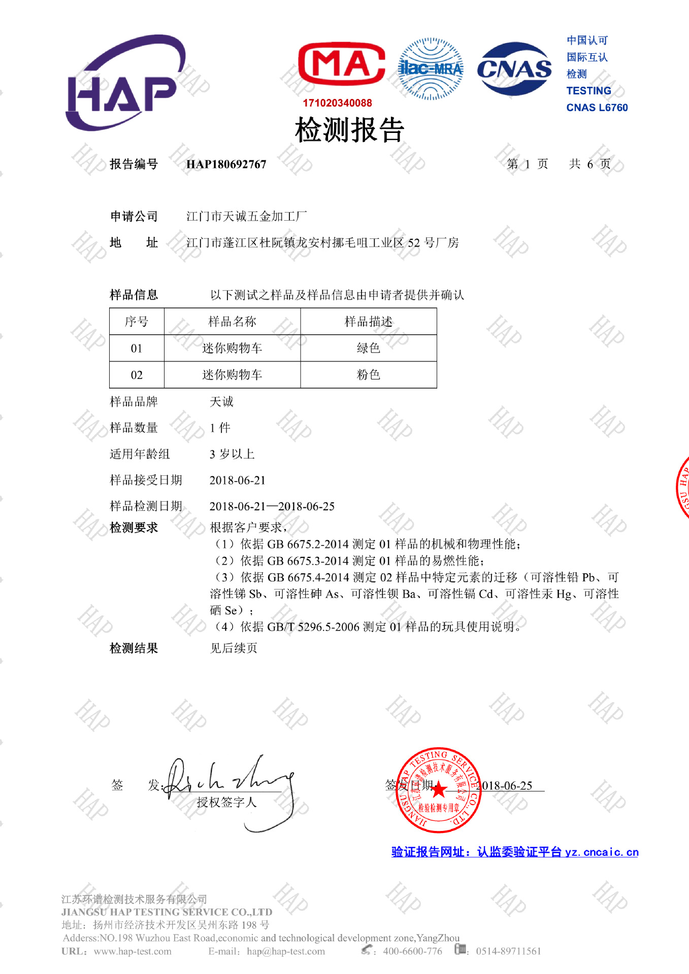 天诚迷你购物车检验报告_00