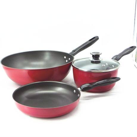 Three-piece non-stick wok kitchen set-pa...