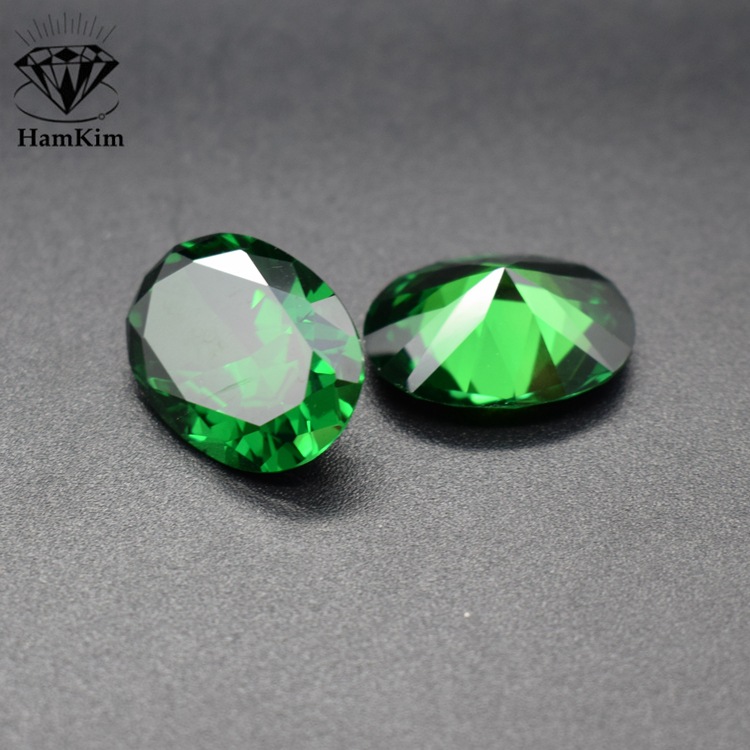 Emerald zircon Egg Emerald Ellipse cz zircon Loose gemstone Wuzhou zircon Manufactor sale