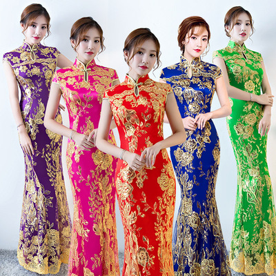 Evening Dresses cocktail party banquet dress vestido de banquete de cóctel Large cheongsam fishtail leiniang wedding dress evening dress