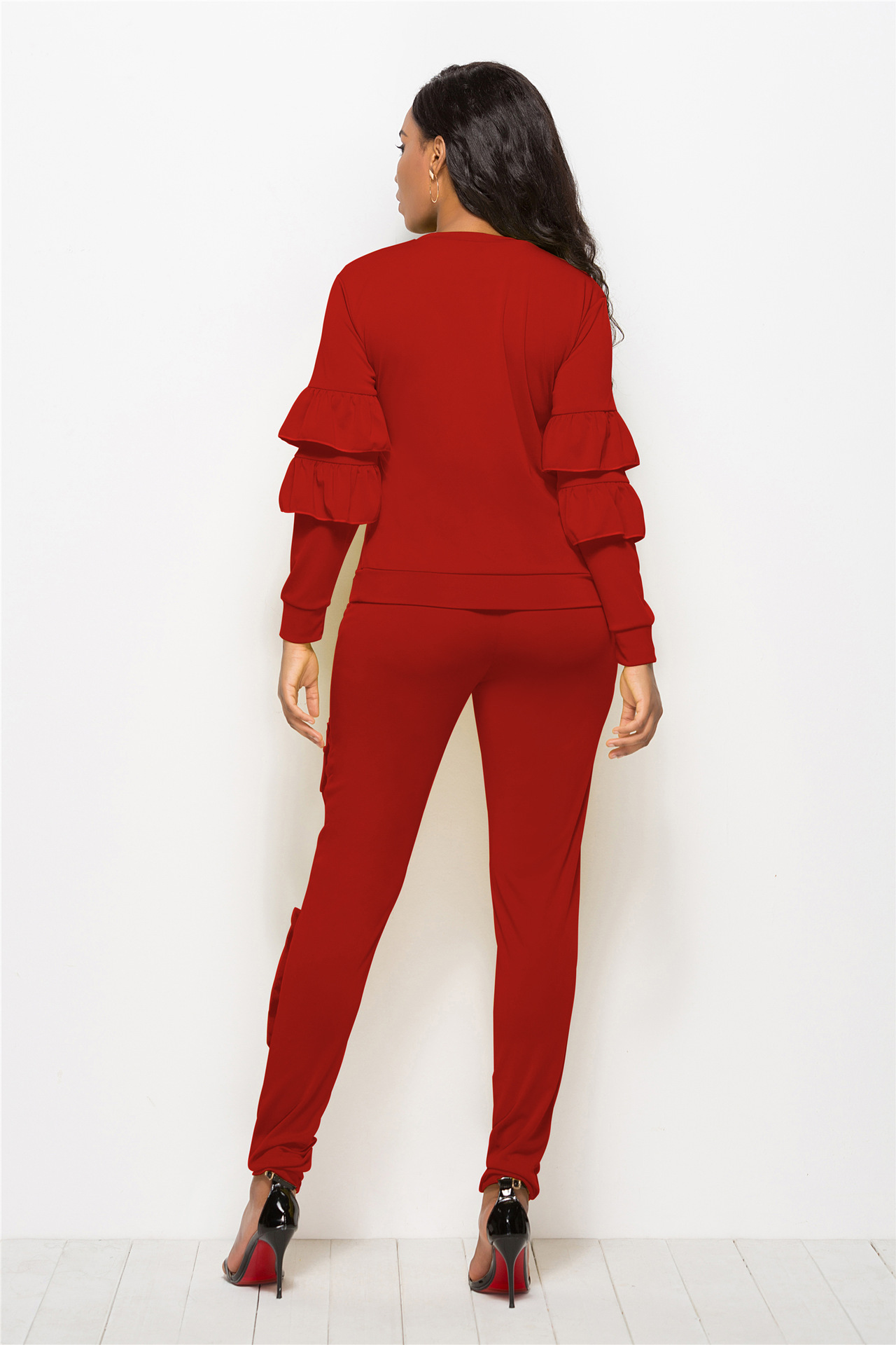 fashion stitching long-sleeved  jumpsuit NSLM33242