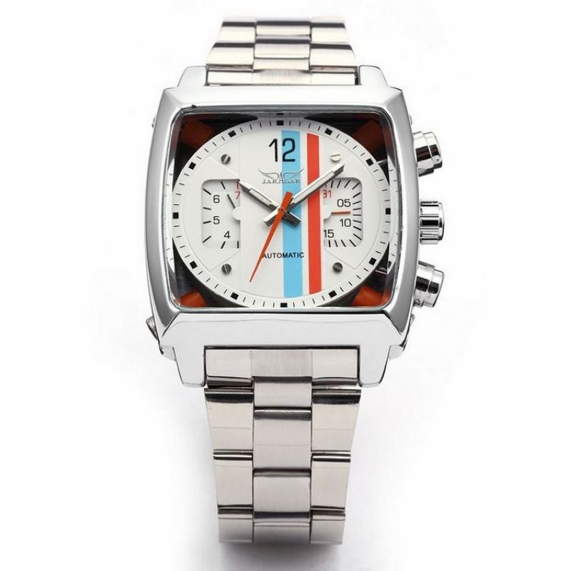 JARGAR Winner 569 Multi-function with Date Week Automatic Mechanical Steel Band Square Men's Watch