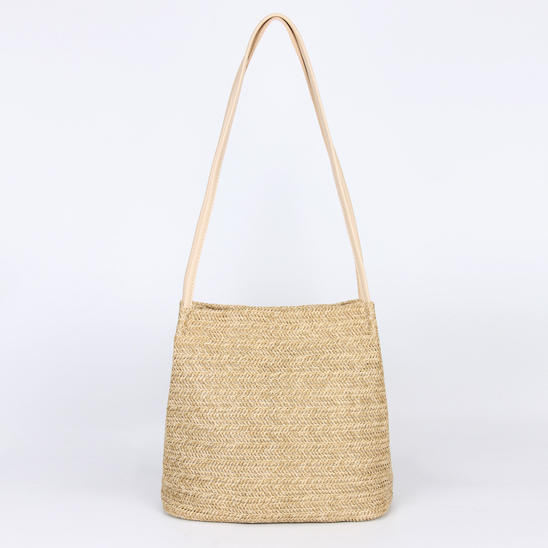 Official Website Same Leisure One Shoulder Straw Woven Bag Ins Summer New All Round Bucket Tote Handbag