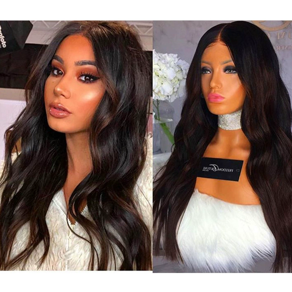 Pizzo Sintetico Parrucca Capelli Neri Lunghi Ondulati Mano Legato Parrucche Moda Ebay