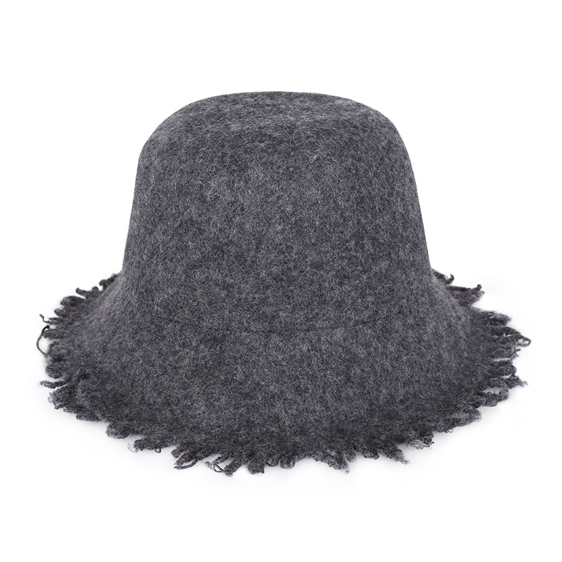 Sombrero Otoño e Invierno de moda cálido y cómodo Cachemira borla de las mujeres sombrero de pescador plegable todo partido cuenca sombrero de una sola pieza entrega