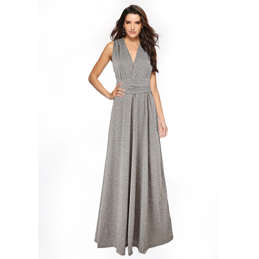 Women's A-line Skirt Fashion Collarless Patchwork Sleeveless Solid Color Maxi Long Dress Daily display picture 42