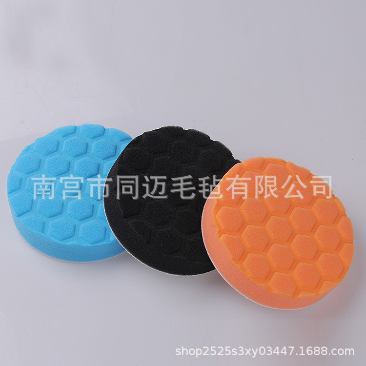 现货供应3/4/5/6/7寸龟纹六角抛光轮3件套海绵盘汽车美容海绵垫