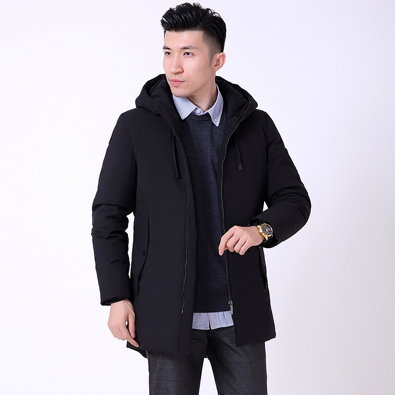 Down Jackets winter Mid length version thickening keep warm Hooded coat Teens Down jacket XL