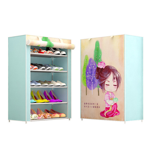 Simple shoe rack multi-layer steel pipe assembly anti-dust household space-saving student dormitory storage economical type shoe cabinet factory