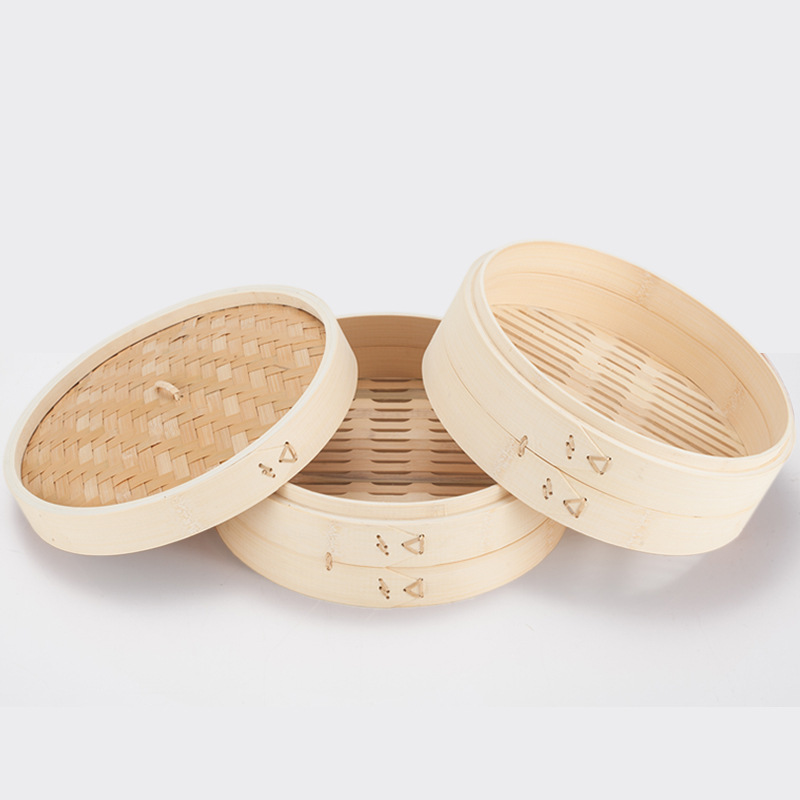 全民手工蒸笼小笼包竹制家用小蒸格竹蒸屉加深笼屉包子馒头蒸架|ru