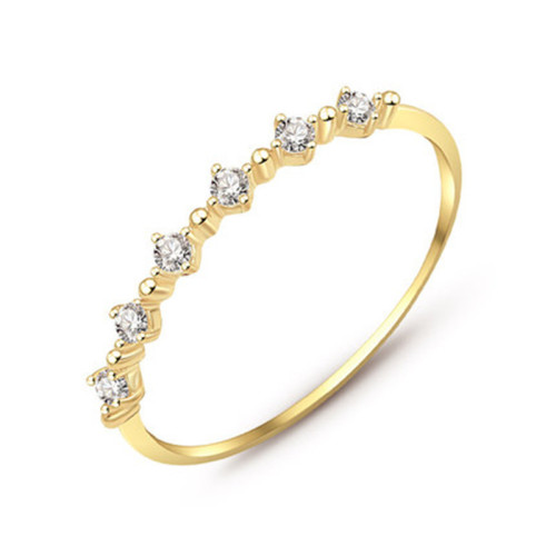 s925 sterling silver plated 14K gold super beautiful broken zirconium diamond ring finger extremely fine Japanese foreign trade versatile small fresh appearance
