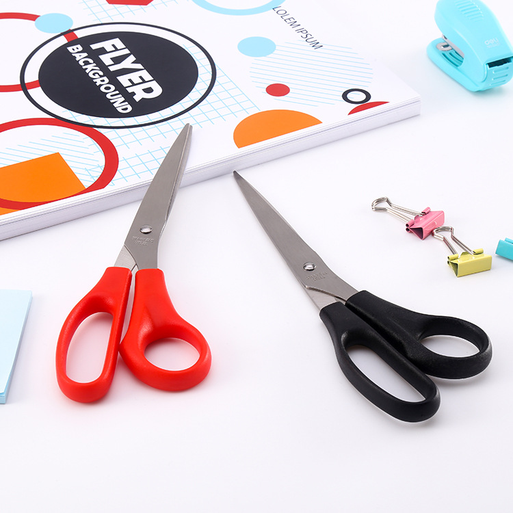 现货批发 办公剪刀 高级不锈钢文具家用剪 通用剪纸手工剪DIY黑色|ru