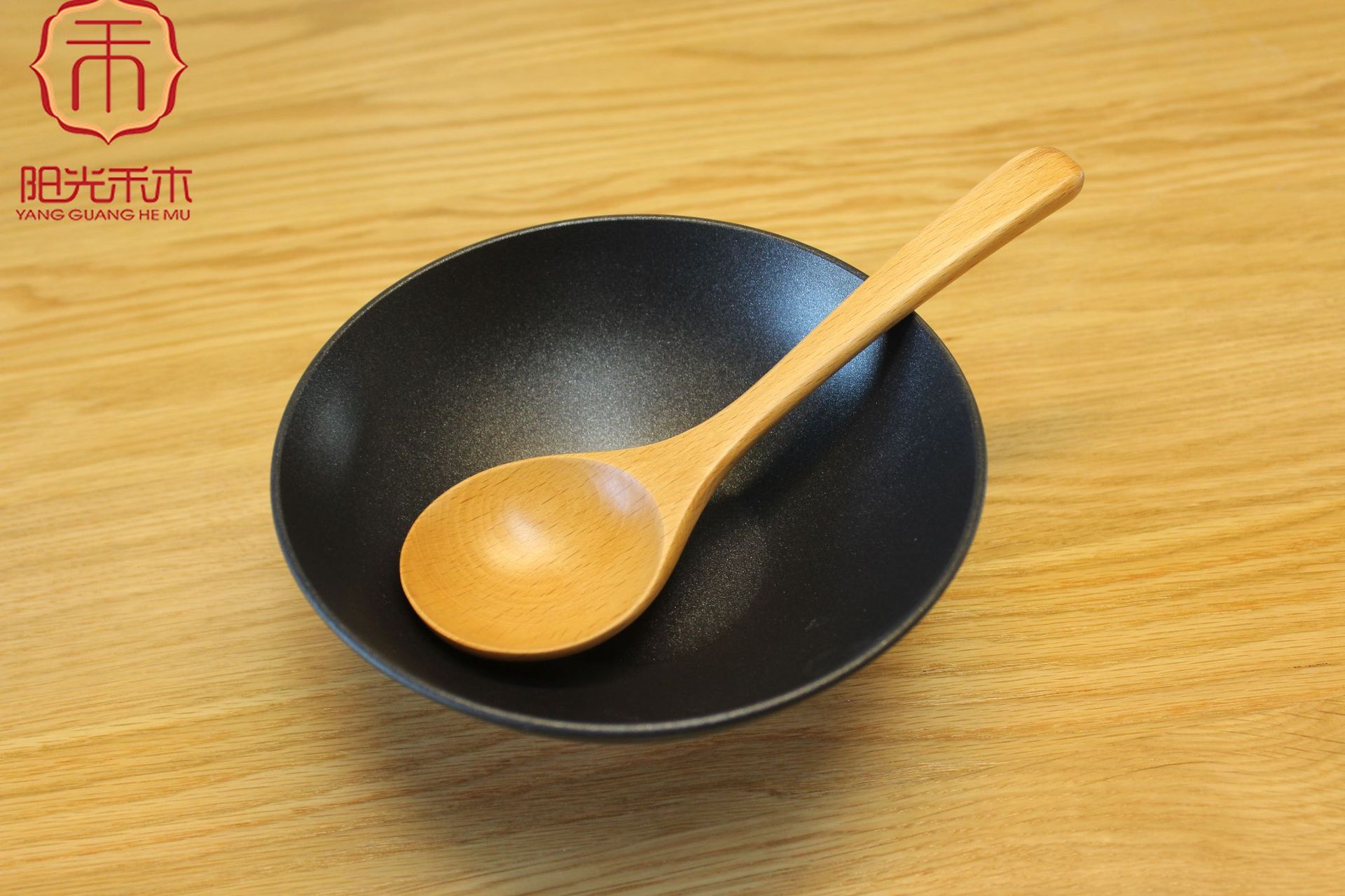 春季新品 榉木大圆口小汤勺细腻圆润木勺 实用木质饭勺