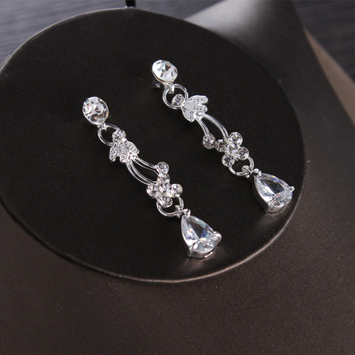 Bridal jewelry zircon necklace earrings Korean style wedding dress wedding crown tiara accessories set