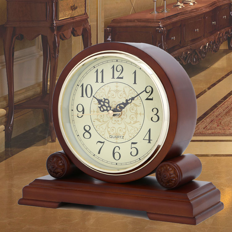 Mute Desk Clock Retro Clock solid wood Bedside bedroom Clock T1018 clocks and watches wholesale a living room woodiness European style