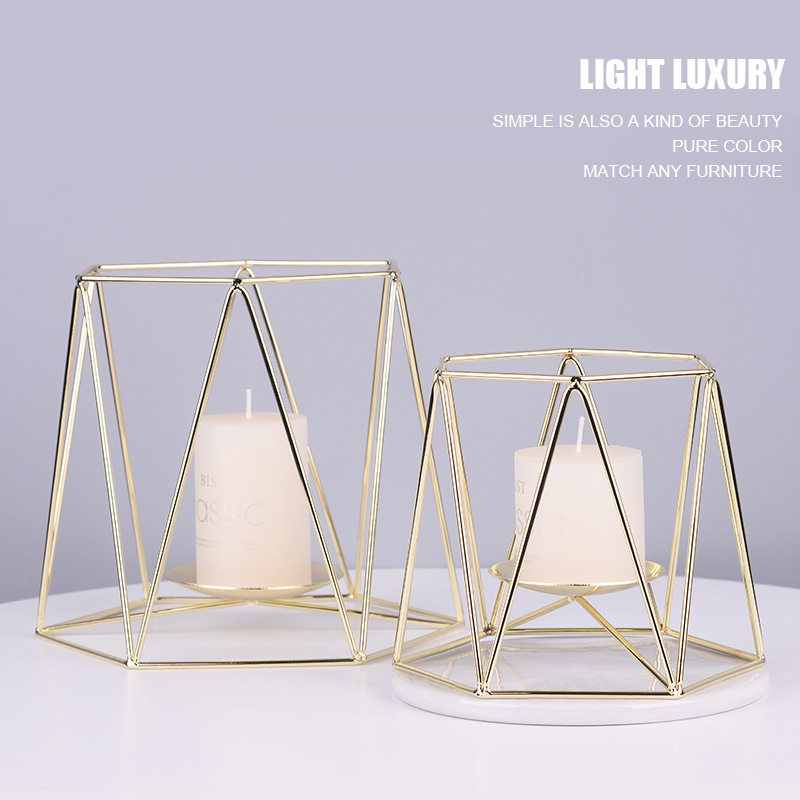 北欧金色蜡烛台 ins铁艺浪漫香薰烛台 简约欧式摆件 金属蜡烛杯|ru