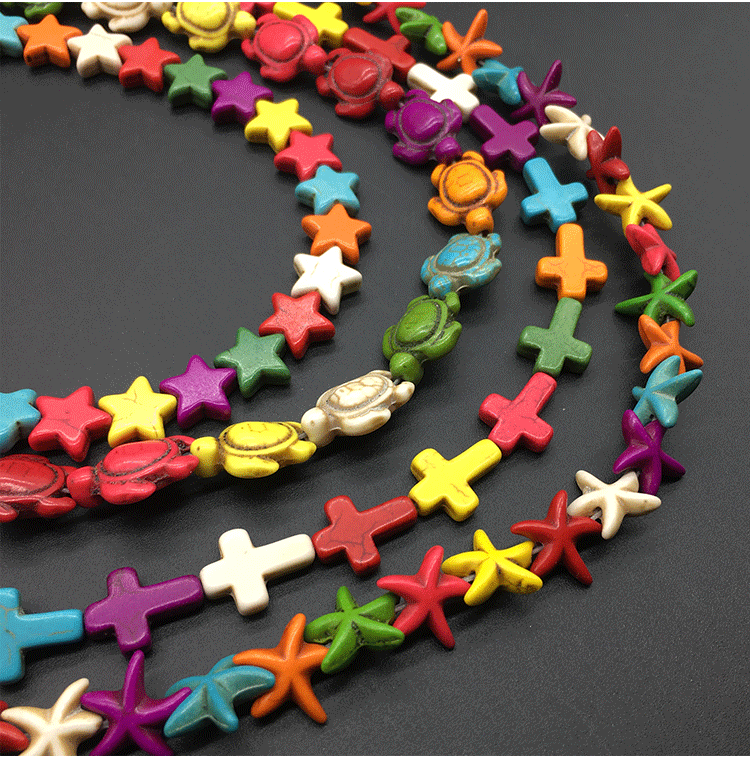 Colorful Popcorn Turquoise Cross Star Starfish Tortoise Diy Beads Material Wholesale Nihaojewelry display picture 15