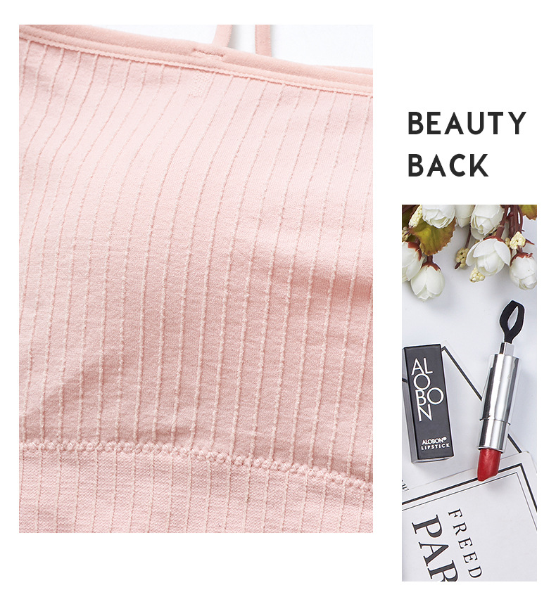 New sexy one-line ribbed bra with anti-glare thin shoulder straps, seamless strapless beauty backstrap and chest cushion underwear for teenage girls detail image 9