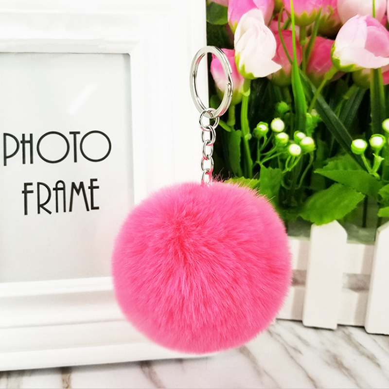 8CM Rabbit Hair ball Key buckle Artificial fur Undercoat Luggage and luggage Pendant goods in stock wholesale machining customized
