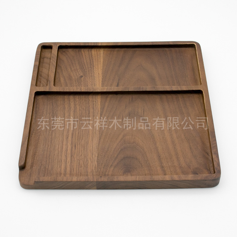 日式餐盘创意家居木质盘子  长方形咖啡面包实木托盘  黑胡桃托盘