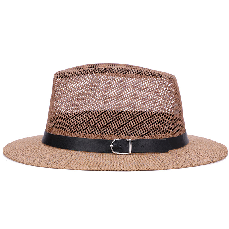 Sombrero sombrero de Jazz de los hombres británicos malla transpirable lino grande sombrero de ala plana sombrero de sol al aire libre cómodo todo partido al por mayor