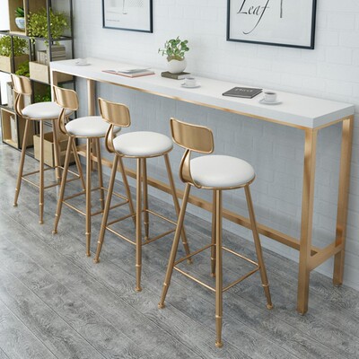 北歐實木鐵藝吧台椅 家用酒吧吧台靠背椅高腳凳椅子家具廠家批發