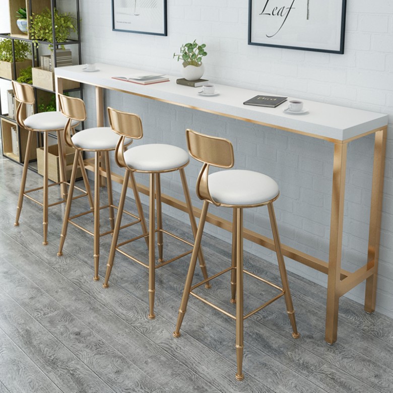 北歐實木鐵藝吧台椅 家用酒吧吧台靠背椅高腳凳椅子家具廠家批發