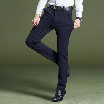2019 Autumn man Straight Easy Waist pants middle age Elastic force business affairs black DP leisure time Suit pants