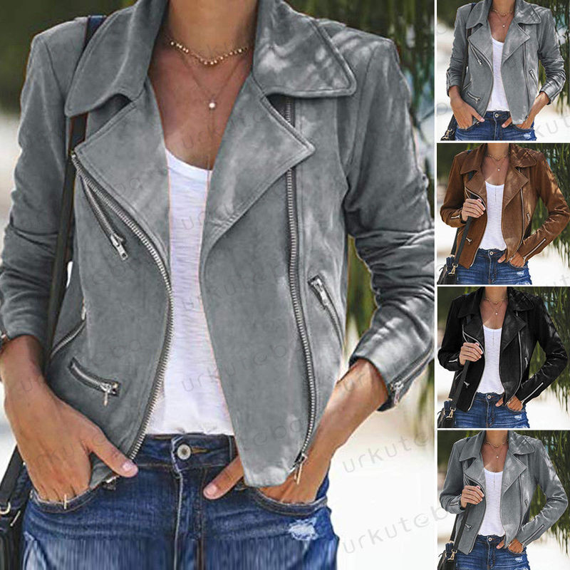 1279 AliExpress coat female wish autumn and winter New lapel multiple zipper short women's top