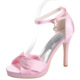 High quality hand-made Satin women's shoes, sweet, high heel and waterproof table, toe toe sandals, buckles, ladies' shoes.